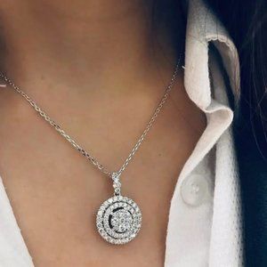 NWOT Silver Plated Zircon Pendant Necklace